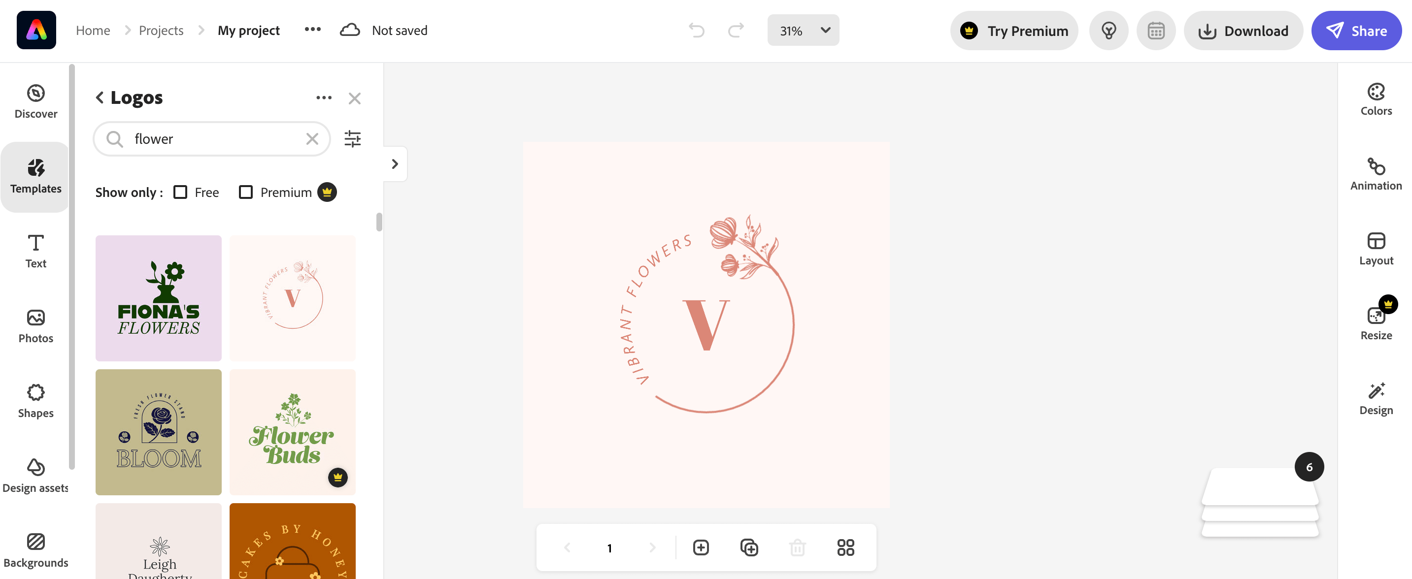 Interface for Adobe Express