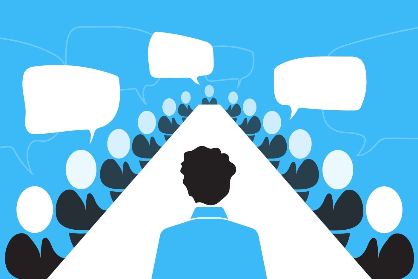 Illustration of Andi standing in front of a boardroom table