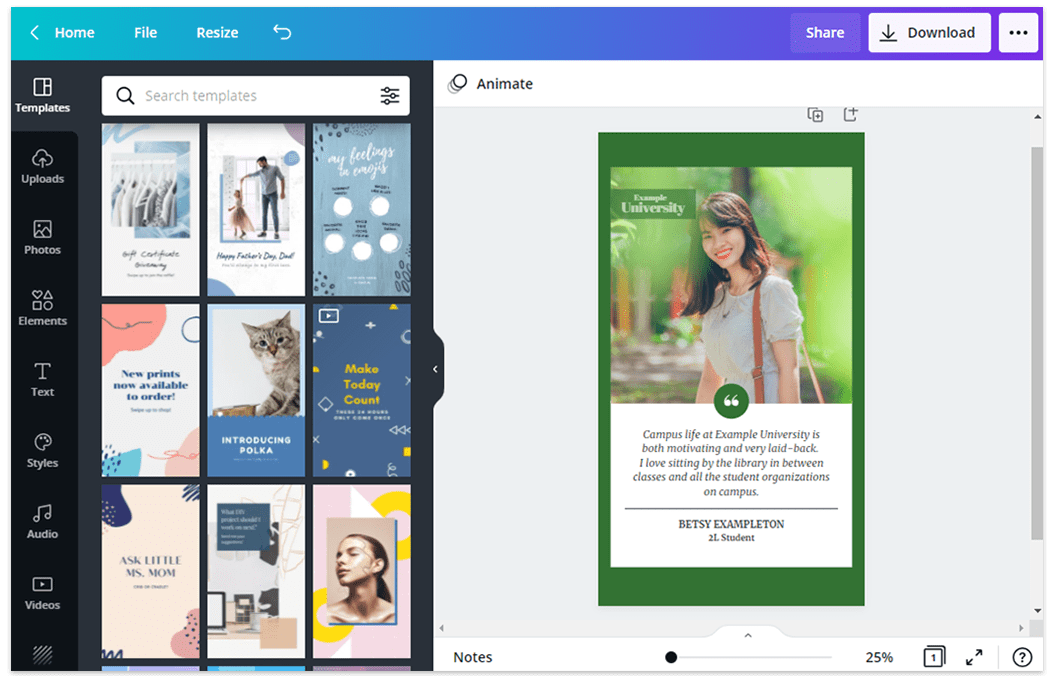 Editing an ad in Canva