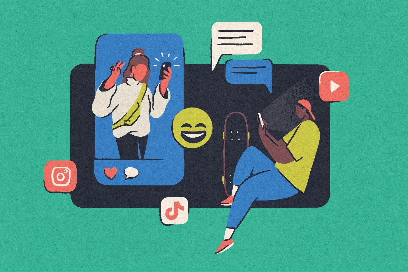 Two Teens viewing social media