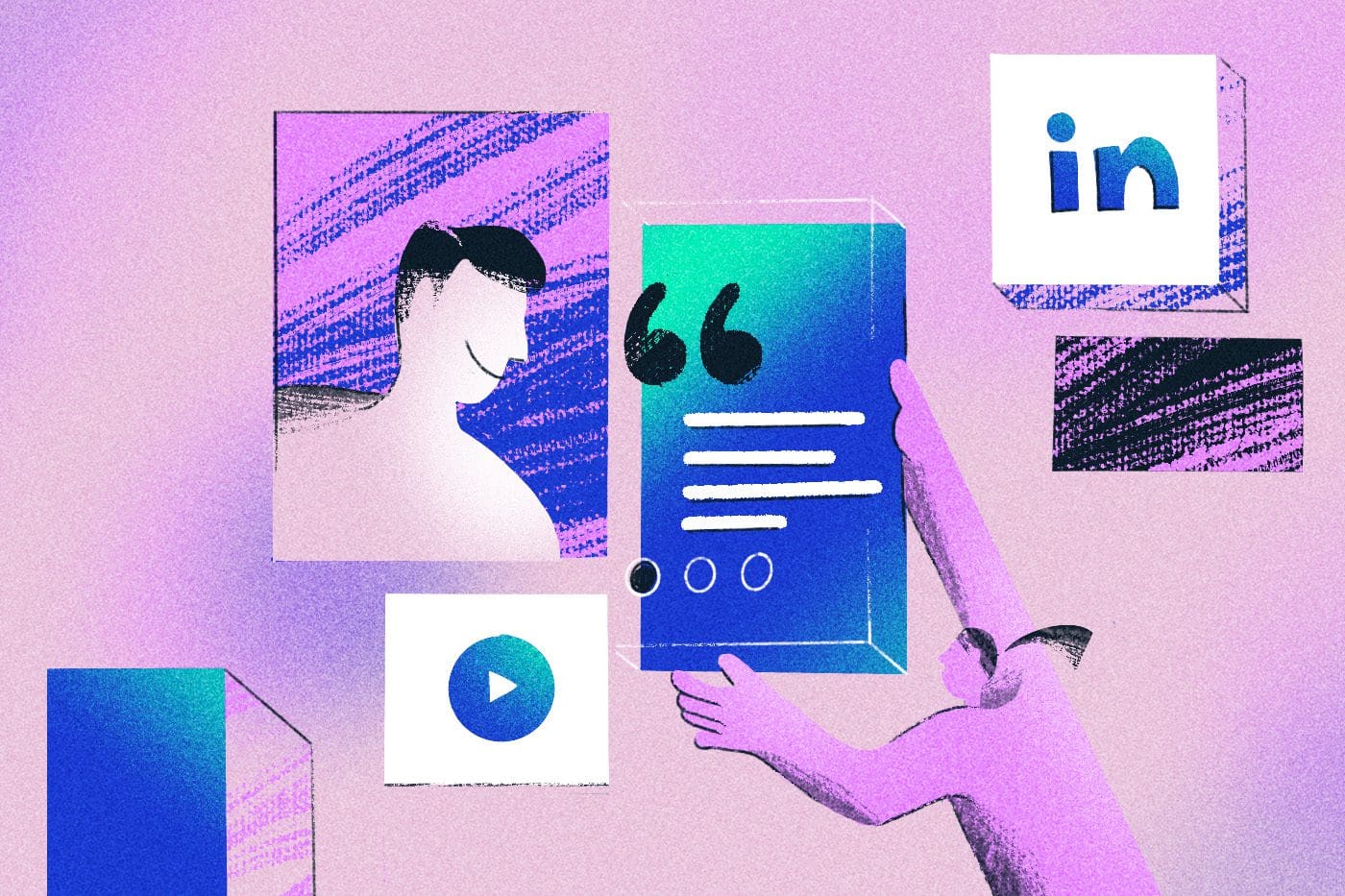 Illustration of LinkedIn app and logo