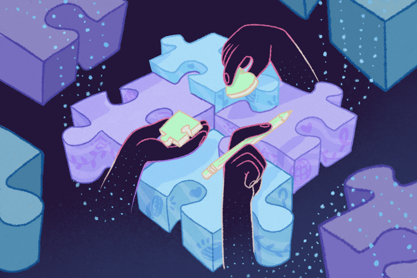 Three hands put together pieces of the nonprofit marketing puzzle.