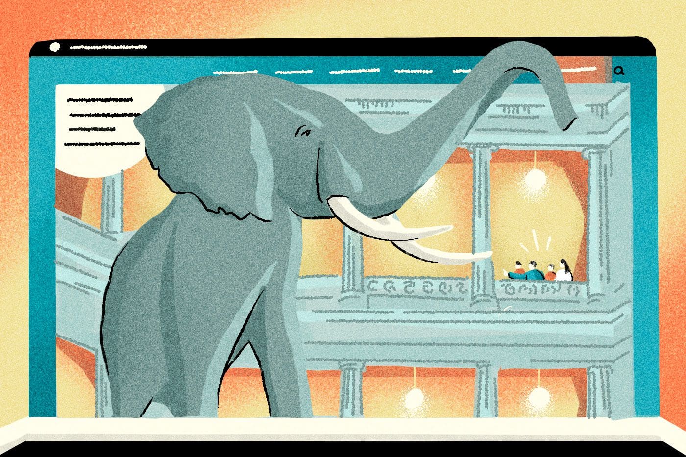 Illustrated recreation of the Natural History Museum's homepage