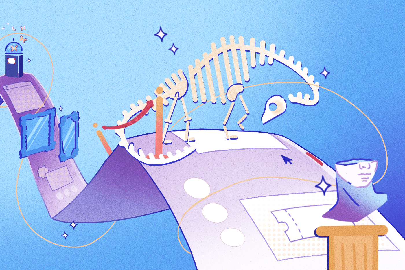 Illustration of a museum homepage