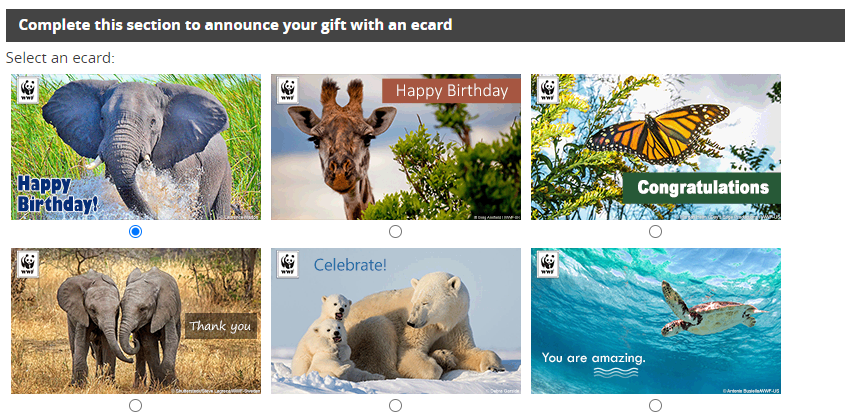WWF donation ecards
