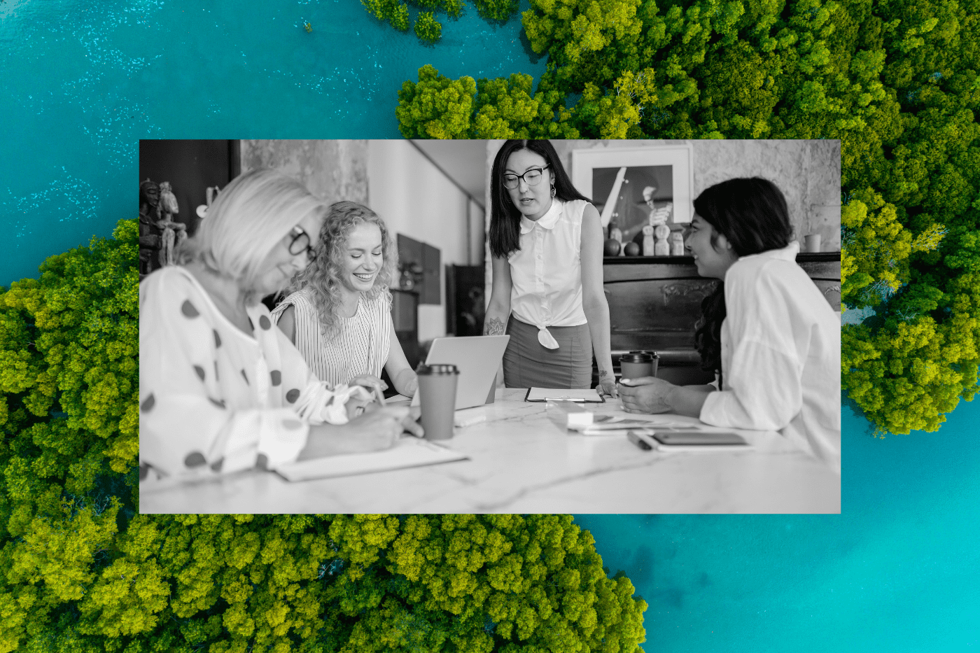 A group of women sits around a table. They are the board of members who are deciding the mission statement for their nonprofit.