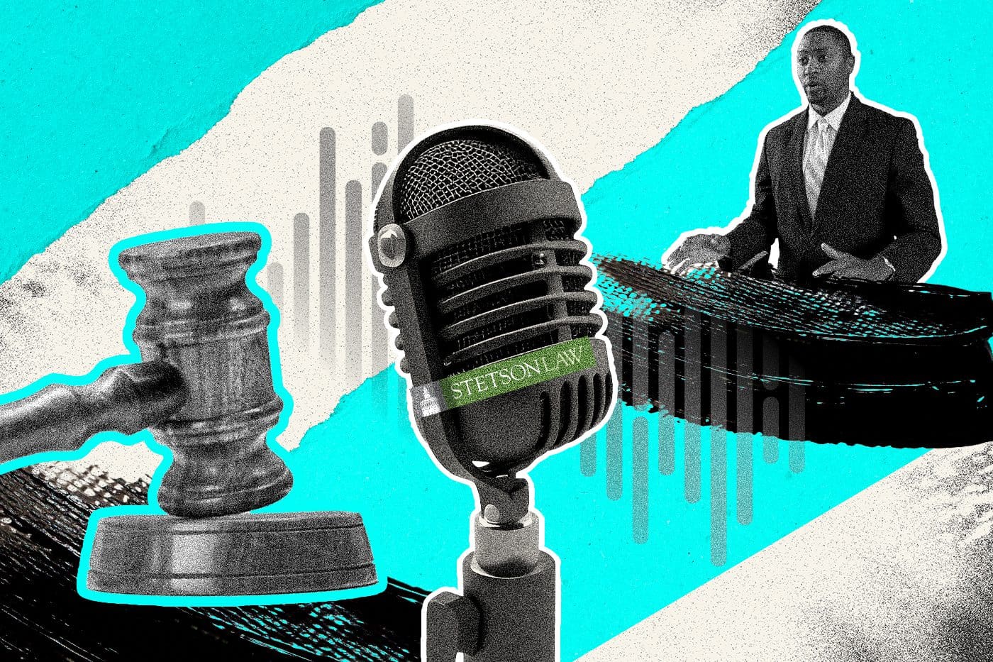 Collage with Stetson student and podcast