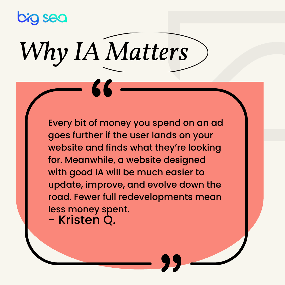 quote from article text about why information architecture saves you money over time