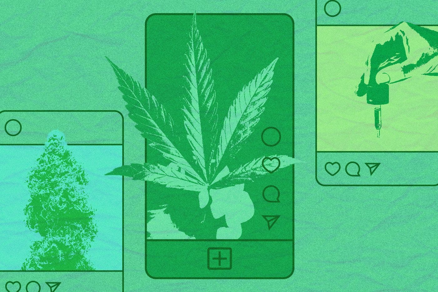 a cannabis leaf displayed on browsers and social media pages