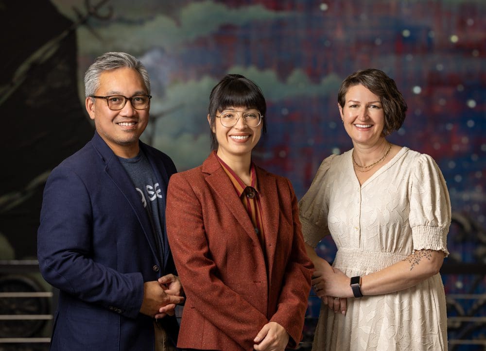 Adriana Generallo standing with Big Sea partners, Andi Graham and Dzuy Nguyen