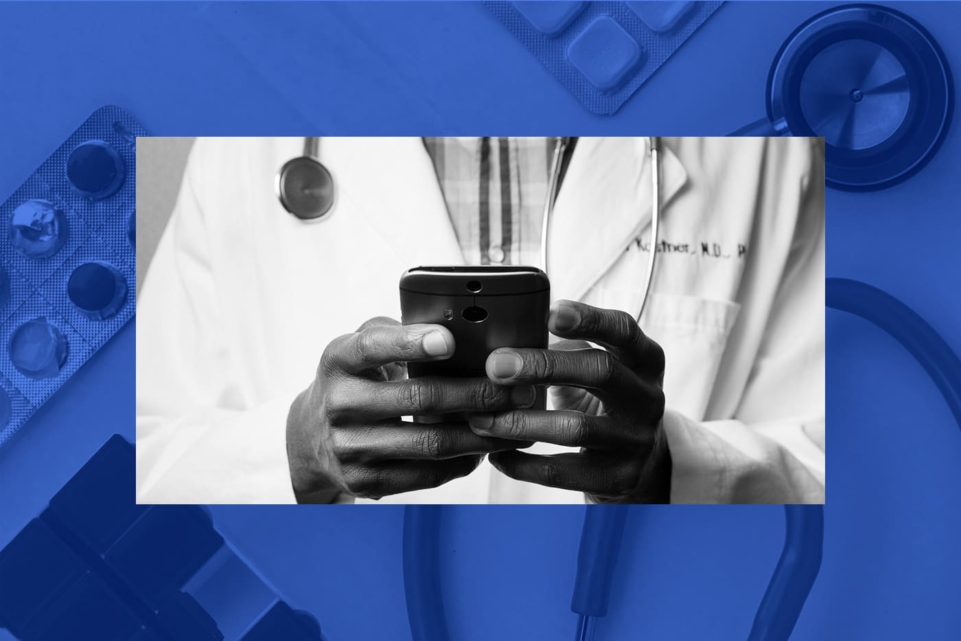 Doctor accessing a mobile-friendly healthcare company website, demonstrating user-centered healthcare web design.