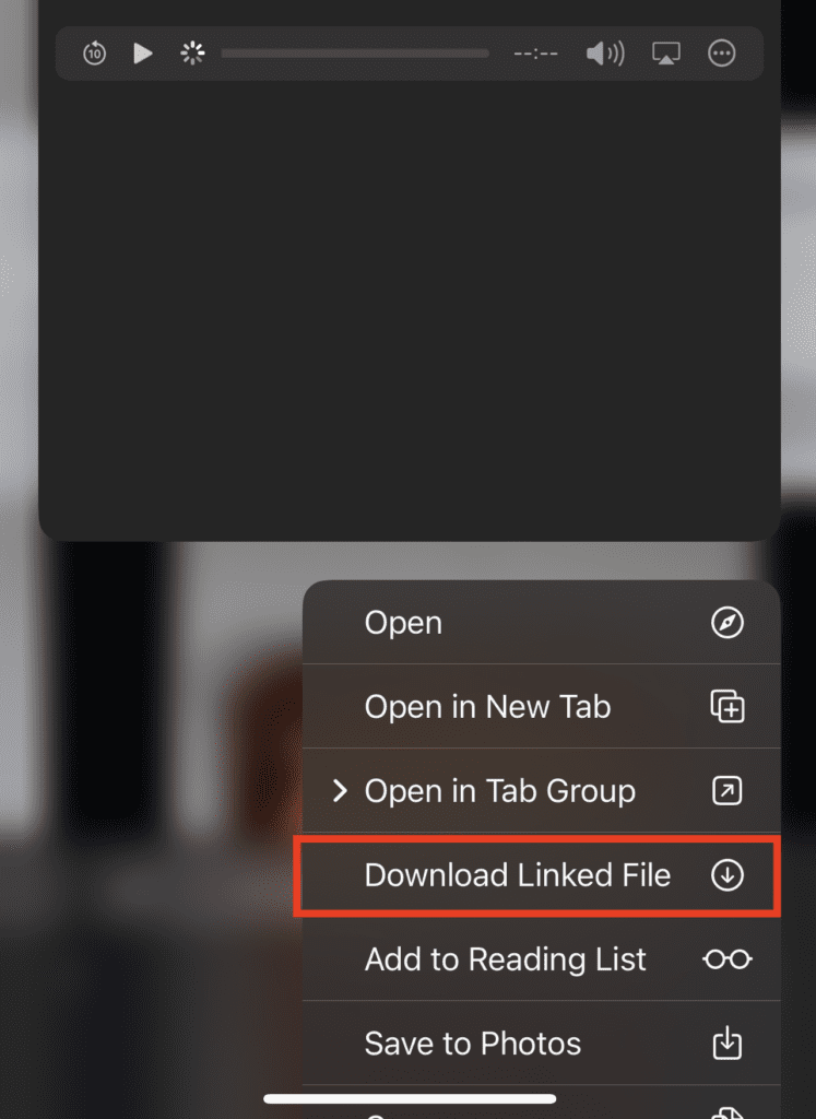 Screenshot from Facebook showing how to download a video file