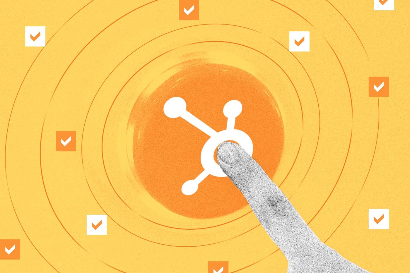 A finger touching the Hubspot logo