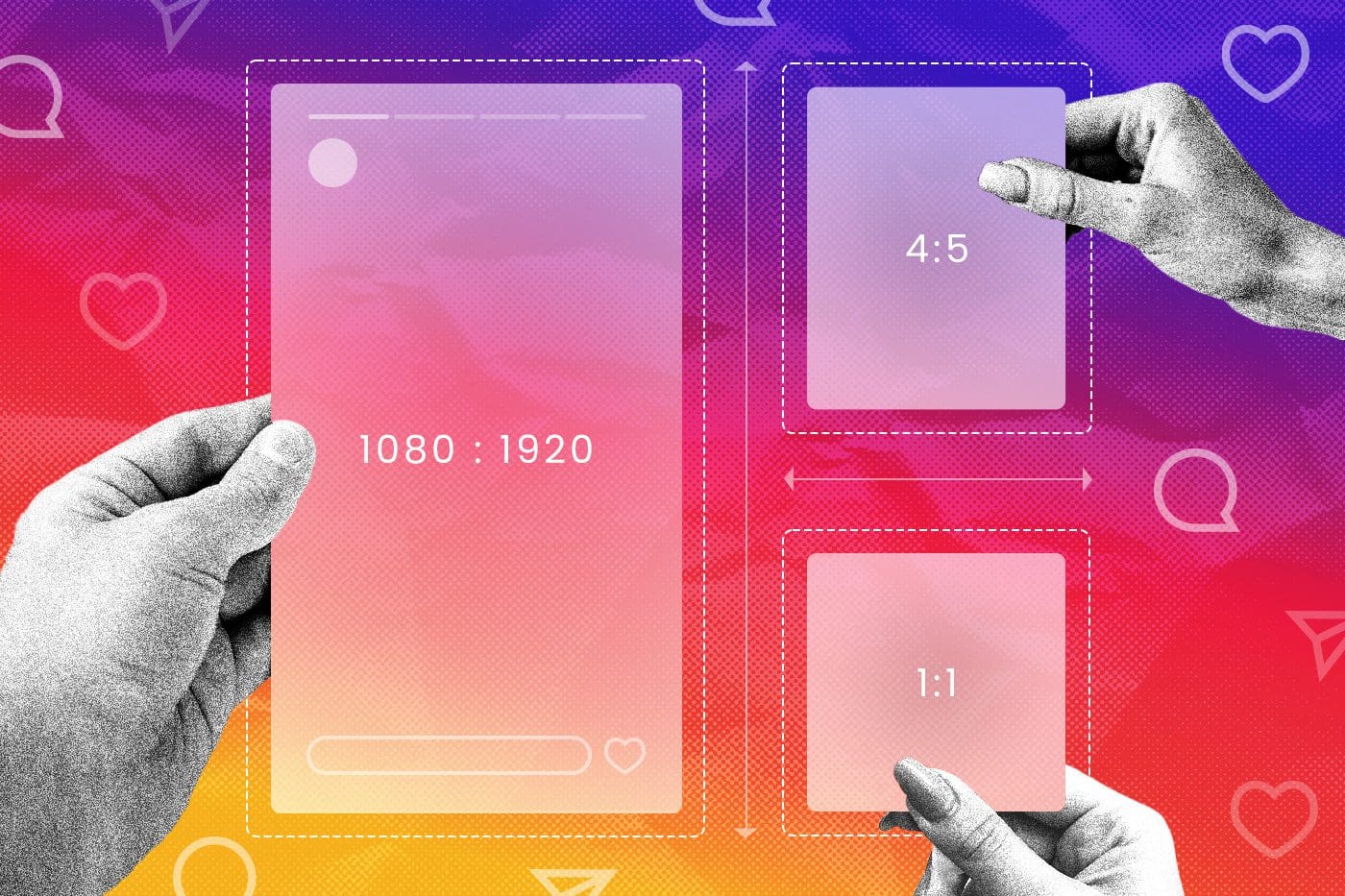 Graphic showing the sizing for Instagram posts and stories