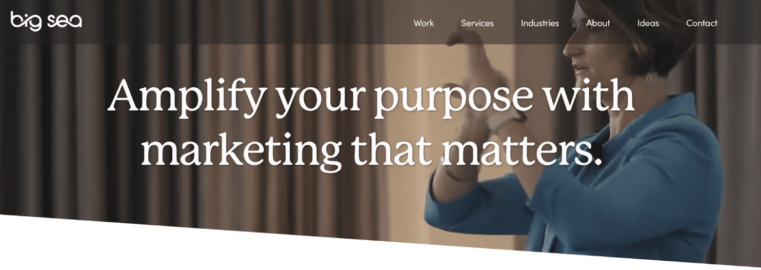 Horizontal Navigation Bar on the Big Sea website