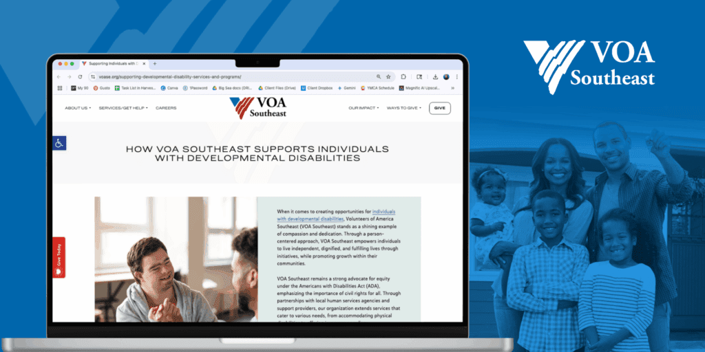 VOA Southeast homepage preview on a laptop