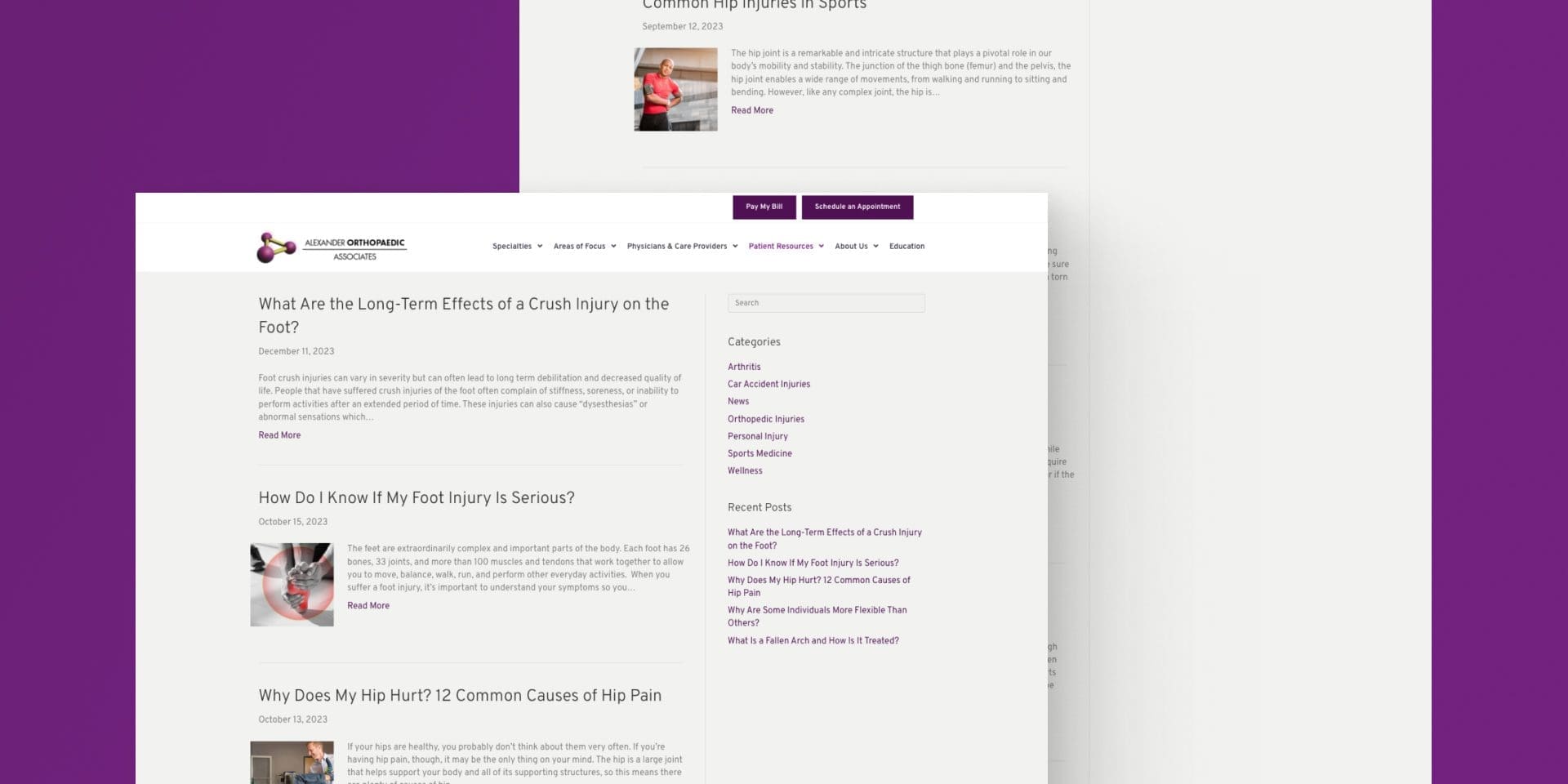 a screenshot of Alexander Orthopedics