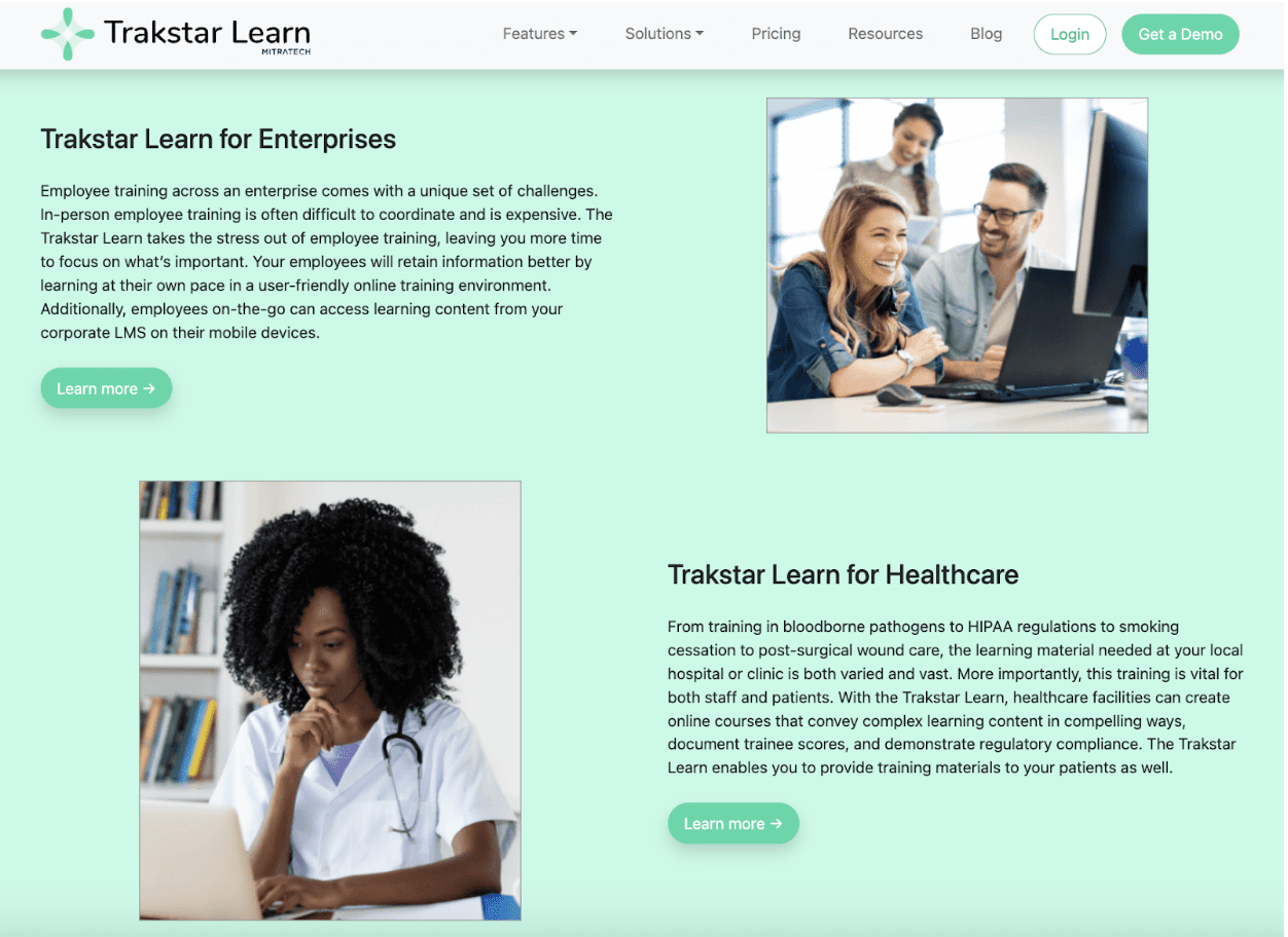 Screenshot of a website showing effective SEO