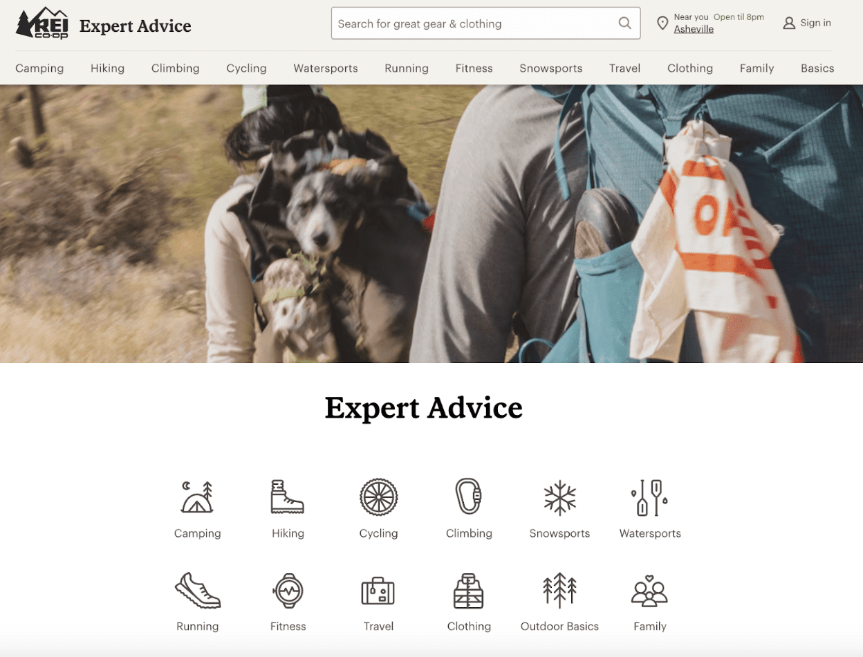 A screenshot showing how a website effectively uses SEO