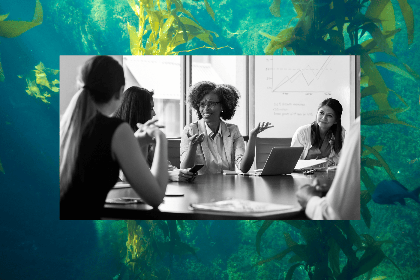 Nonprofit marketing team presenting performance metrics to board members, illustrating how to communicate and prove the value of marketing with clear, memorable reporting.